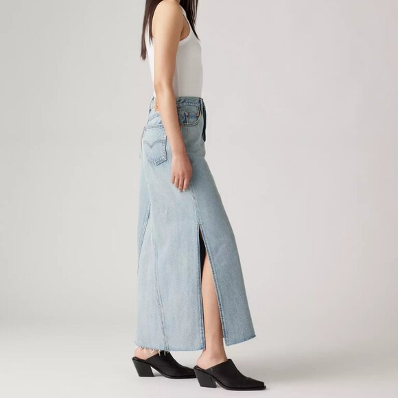 NWT! Levi's Icon Long A-line Mid-Rise Skirt Size 10 Not In The Mood Light Wash - Picture 2 of 7